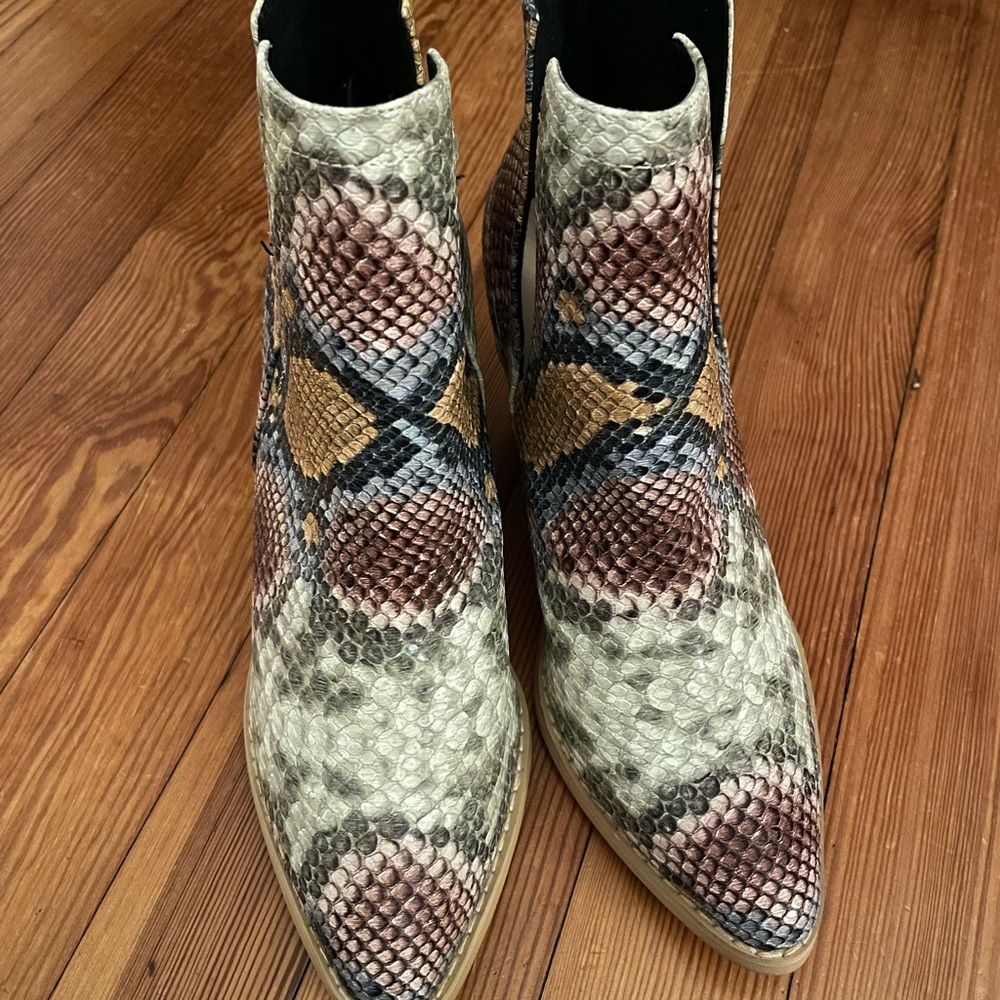 Snakeskin booties size 7